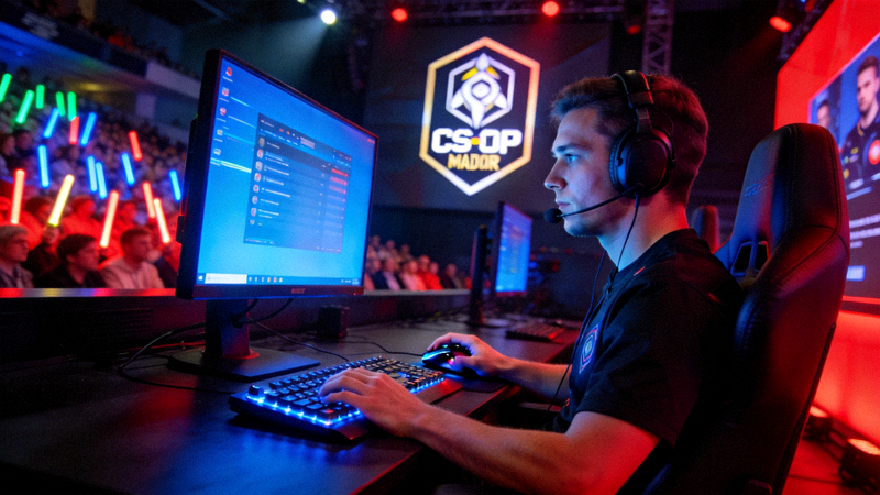 CS:GO Major锦标赛决赛现场，选手全神贯注操作